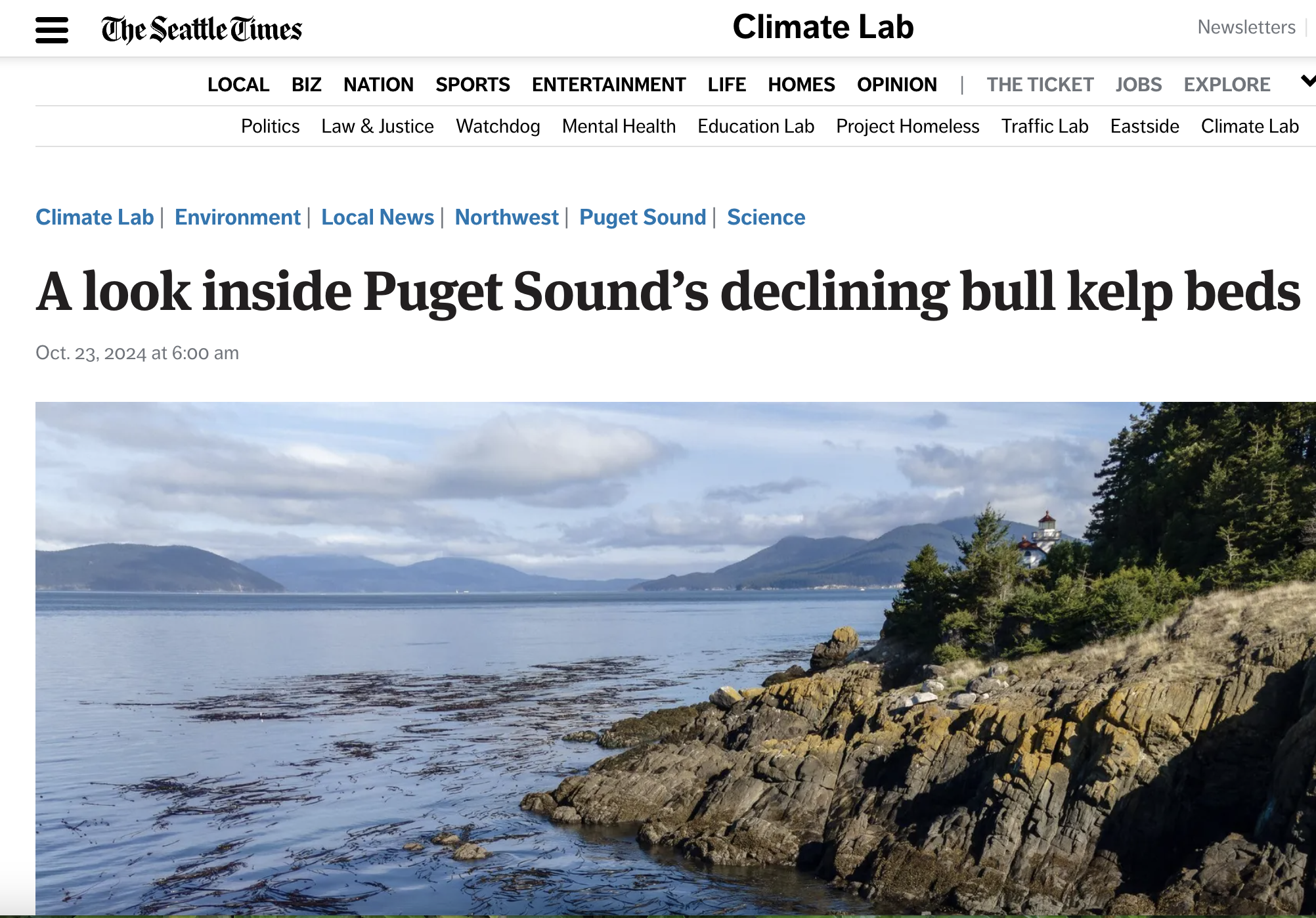 Kelp in the News - A look inside Puget Sound’s declining bull kelp beds